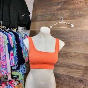 OQQ‎ Women's Orange Ribbed Sports Bra